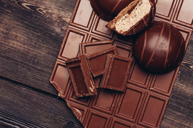 卡路里巧克力糖果健康减肥食品可可美味木桌粉块配料