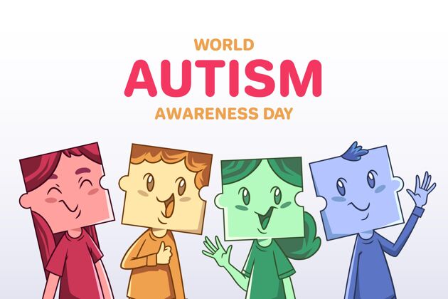 阿斯伯格综合症手绘世界自闭症意识日插图自闭症谱系障碍意识国际