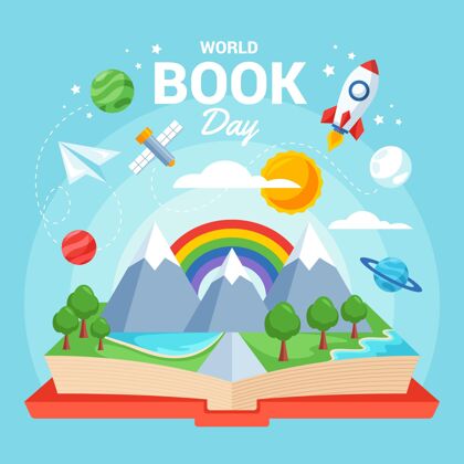 小说平面世界图书日插画平面设计国际世界图书和版权日