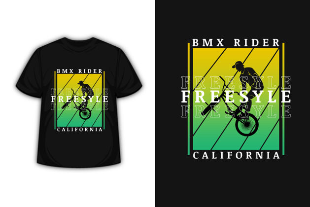 俱乐部T恤设计与自行车摩托越野自由式加州在黄色和绿色摩托车越野动力