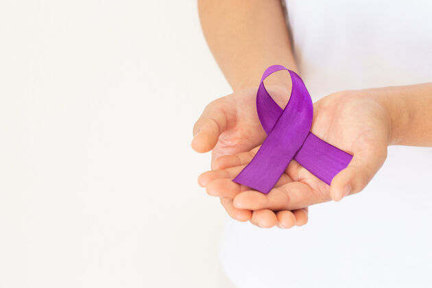 医疗紫色或紫色丝带胰腺癌 睾丸癌 癌症幸存者 平滑肌肉瘤医疗保健符号丝带