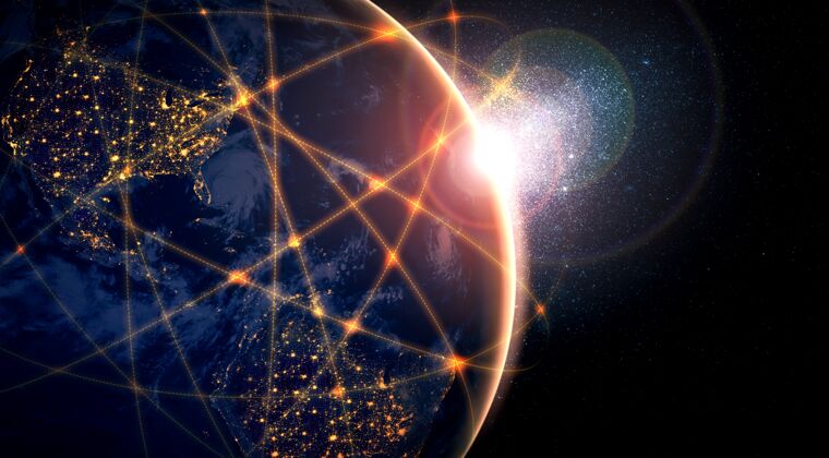 数据全球网络连接 用创新的感知线覆盖地球地球地球世界