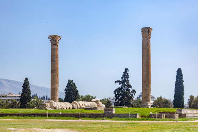结构希腊雅典奥林匹亚宙斯神庙的柱子首都古老建筑