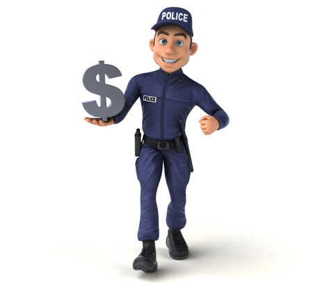 犯罪卡通警察的有趣插图金钱安全经济