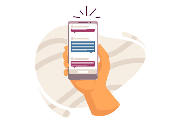 应用程序带在线短信插图的手持智能手机小工具对话框通知
