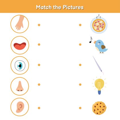 食物五感相配游戏儿童视力触摸 听觉 嗅觉和味觉匹配图片活动页面发现手鸟