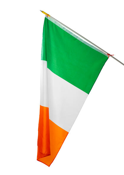 国家在白色背景上挥舞着爱尔兰国旗爱尔兰共和国波兰