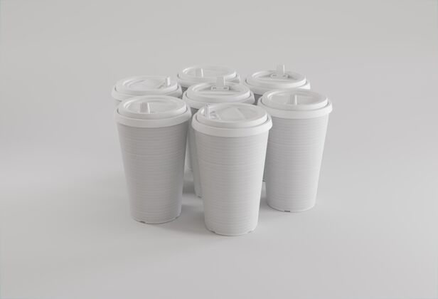分类咖啡品牌与杯子高角度模型杯子品牌