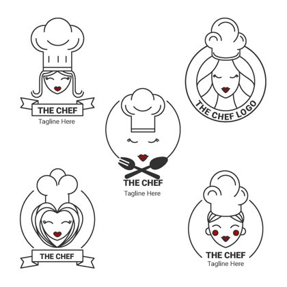 企业标识线性平面女厨师标志系列标志线性标识模板