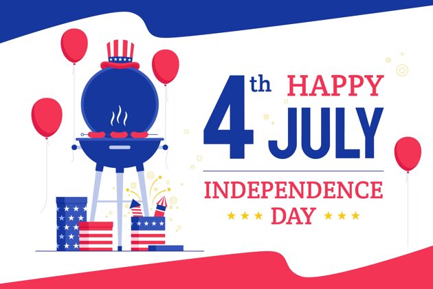 独立宣言七月四日-独立日插画爱国美国7月4日