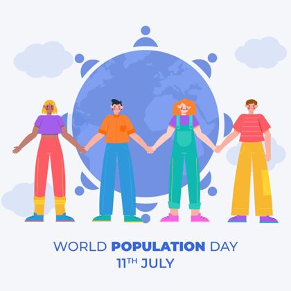 意识世界人口日庆祝插画人口日世界人口日全球