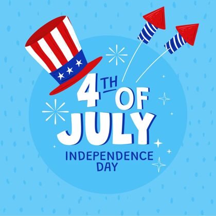 独立日手绘七月四日独立日插画节日独立宣言美国