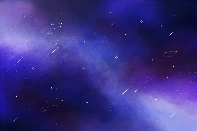 宇宙手繪水彩銀河背景星空空間手繪