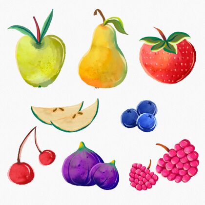 健康手绘水彩画水果系列美味分类水果收藏