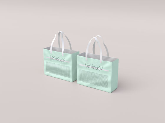 销售两个现实的购物袋模型品牌手袋举行