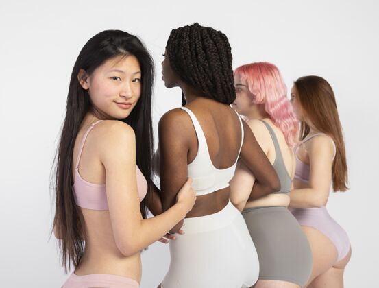 皮肤不同的女人展现出不同类型的美女性积极亚洲人