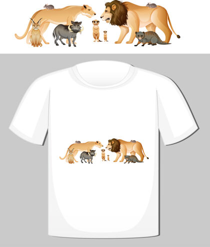 非洲野生动物组t恤设计T恤漫画生物