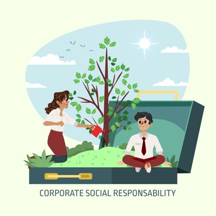 责任手绘企业社会责任理念可持续性企业环境