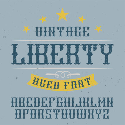 徽章名为liberty的复古标签字体手写设置旧