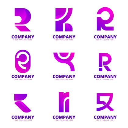 徽标渐变r标志系列包装字母徽标集合
