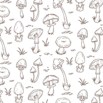 装饰手绘蘑菇图案真菌蘑菇图案