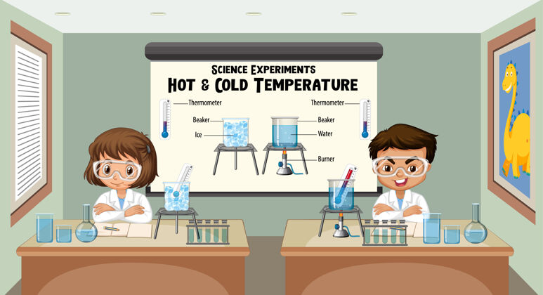 图表年轻科学家讲解科学实验冷热温度热童年实验室