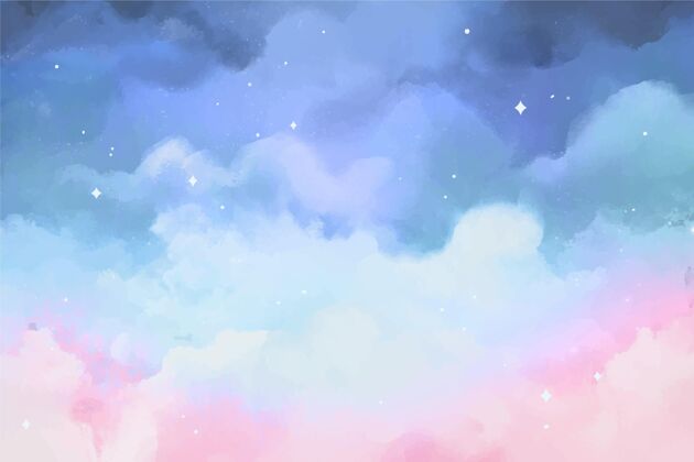粉彩手绘水彩粉彩天空背景手绘水彩水彩背景