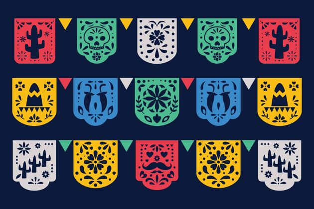 节日平底墨西哥装饰平面设计纪念收藏