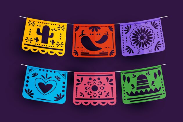 平面扁墨西哥装饰收藏cincodemayo包装庆典五颜六色