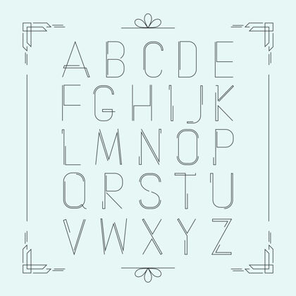 图形拉丁细线字母表形状排版集合
