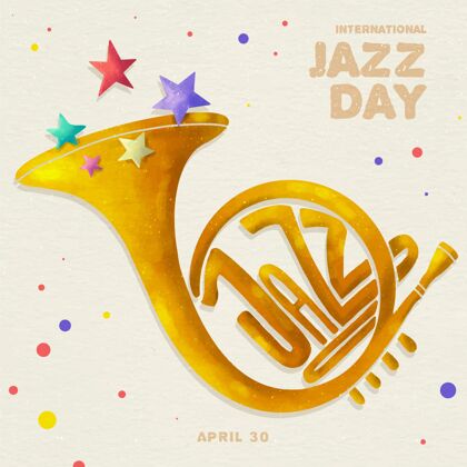 爵士乐水彩国际爵士日插画音乐会国际爵士乐日爵士乐音乐会