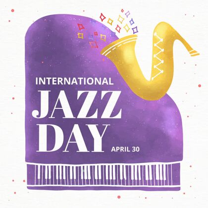 爵士乐日水彩国际爵士日插画节日声音爵士乐
