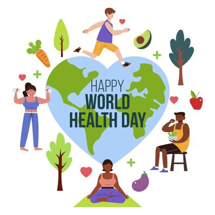 4月7日手绘世界卫生日插图健康专家健康世界卫生日