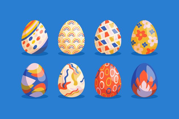 复活节彩蛋收藏手绘复活节彩蛋系列插图彩蛋教