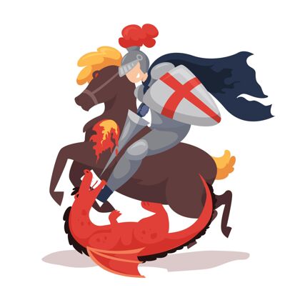庆典平面圣乔治日插图与骑士西班牙插图骑士