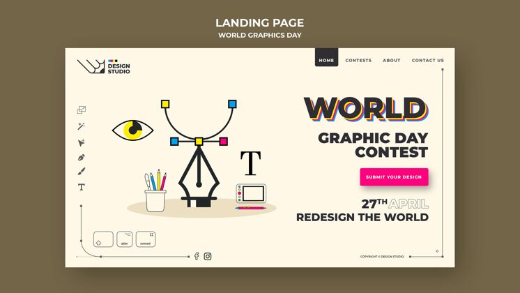 设计世界图形日登录页模板工具平面设计师模板