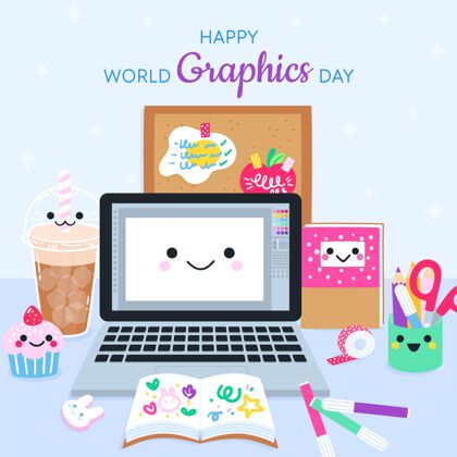 4月27日手绘世界图形日插画图形设计师全球传播设计