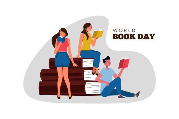 图书日有机平面世界图书日插画平面设计世界图书和版权日平面