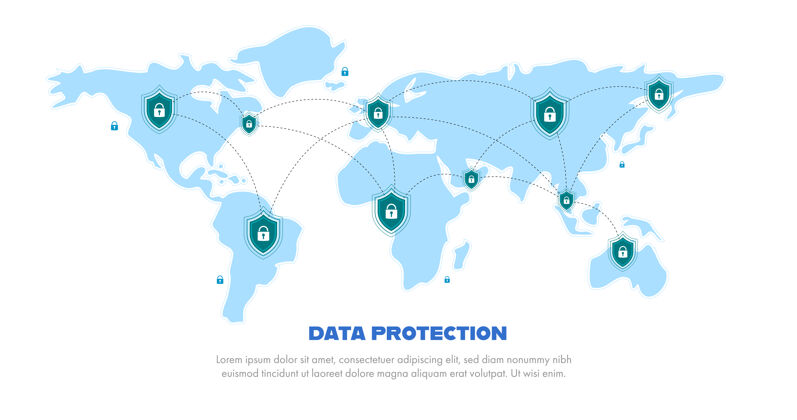 系统全球数据安全 个人数据安全 网络数据安全在线概念说明 互联网安全或信息隐私保护安全钥匙孔保险箱
