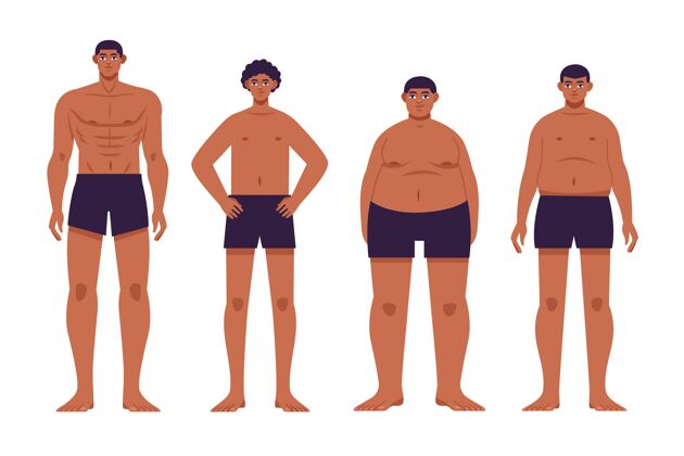 包平面手绘式男性体型插图身体形状男孩男性