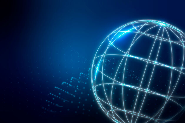 圆形全球网络连接背景蓝色背景全球通信网络服务器