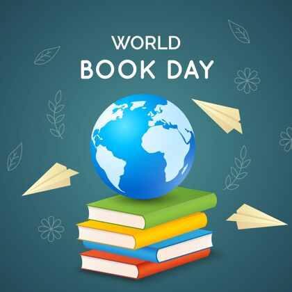 国际现实世界图书日插图与行星和书籍阅读卷知识