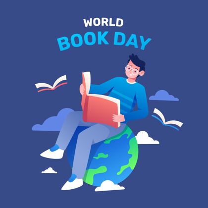 梯度梯度世界图书日插图与人类阅读地球上的书小说星球阅读