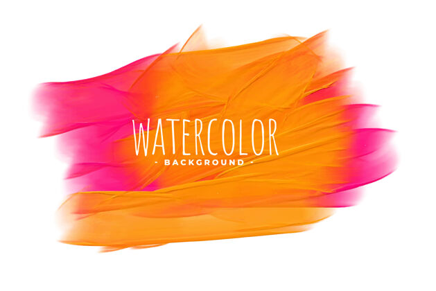 水手绘水彩画纹理在粉红色和橙色阴影垃圾混合混合