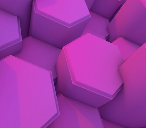 等距三维渲染技术背景与粉红色挤出六边形迷幻现代结构