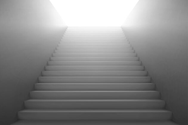 建筑3d楼梯将变亮 白色楼梯带空白侧墙死亡阴影空白