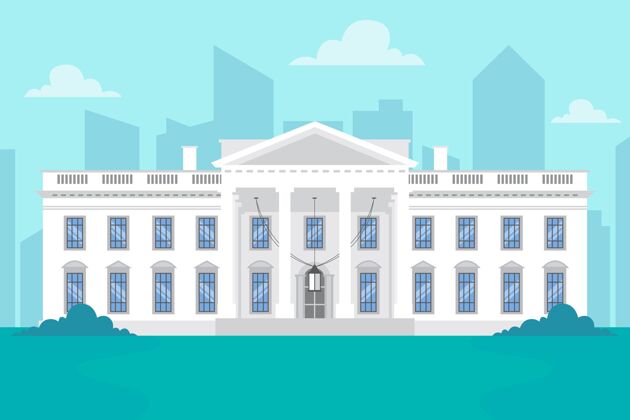 公寓白宫平面设计插画房子住宅行政