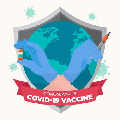 疾病平面手绘冠状病毒疫苗插图冠状病毒大流行预防