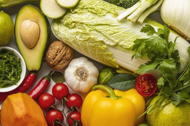 美食各种新鲜蔬菜的俯视图食品食品养生