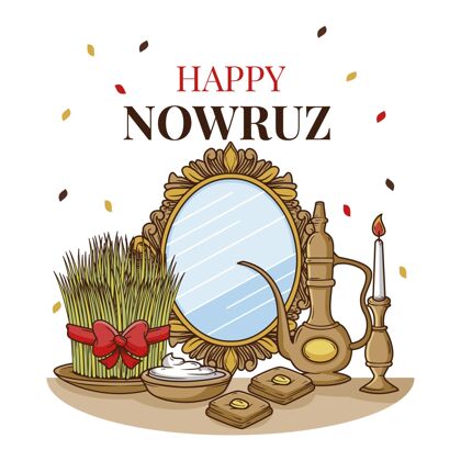 插图手绘物品插图快乐nowruz伊朗庆祝事件